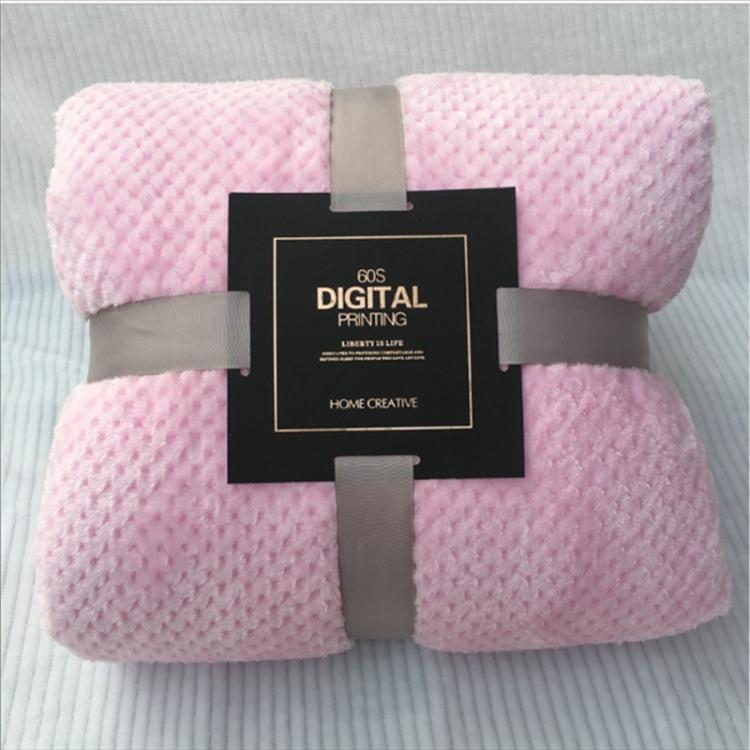 Thicken Solid Color Mesh Pineapple Flannel Blanket Coral Fleece Air Conditioning Sofa Cover Winter Warm Sheets Easy Wash Faux Fur Blankets, 100x150cm, 120x200cm, 150x200cm, 180x200cm, 200x230cm, 70x100cm, 45x65cm