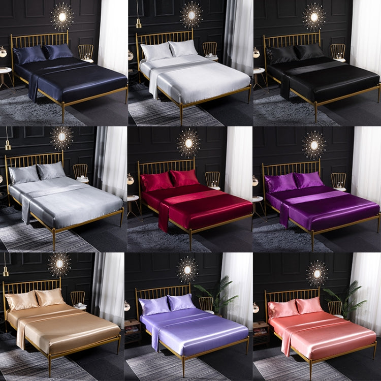 Home Ice Silk Simulation Silk Four-Piece Pillowcase Flat Sheet Fitted Sheet Set, US-Full/UK-D:138x190x35cm, US-Queen/UK-K:153x203x35cm, US-King:198x203x35cm, UK-SK:180x200x35cm, US-King: 198x203x35cm