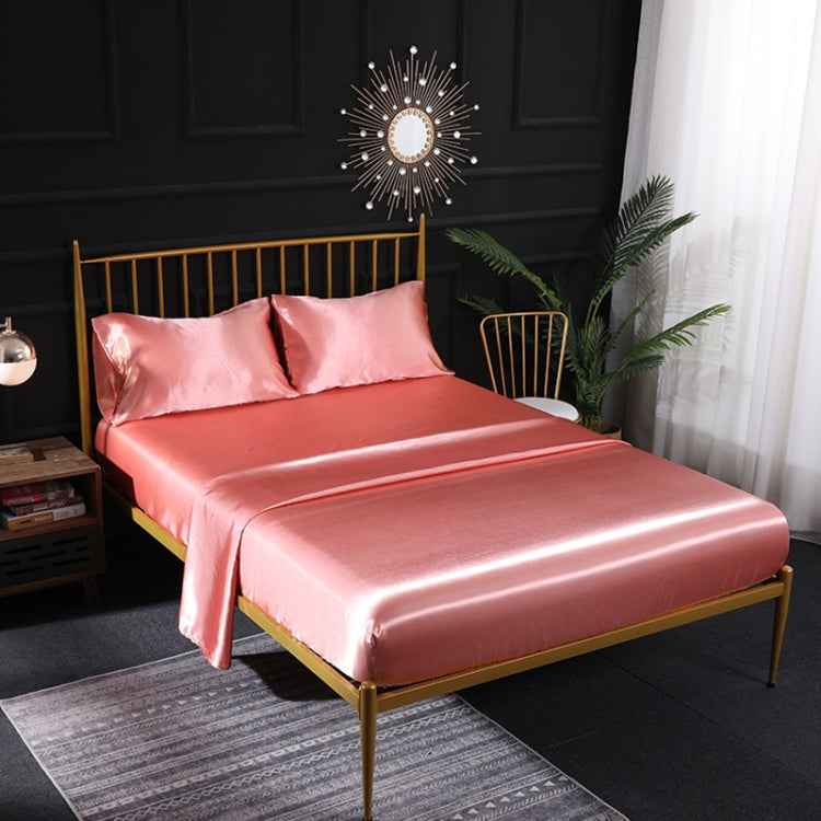 Home Ice Silk Simulation Silk Four-Piece Pillowcase Flat Sheet Fitted Sheet Set, US-Full/UK-D:138x190x35cm, US-Queen/UK-K:153x203x35cm, US-King:198x203x35cm, UK-SK:180x200x35cm, US-King: 198x203x35cm