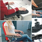 Rotation Computer Desktop Laptop Mouse Tray Elbow Pad Wrist Rest Plate Support Install on Desk and Chair