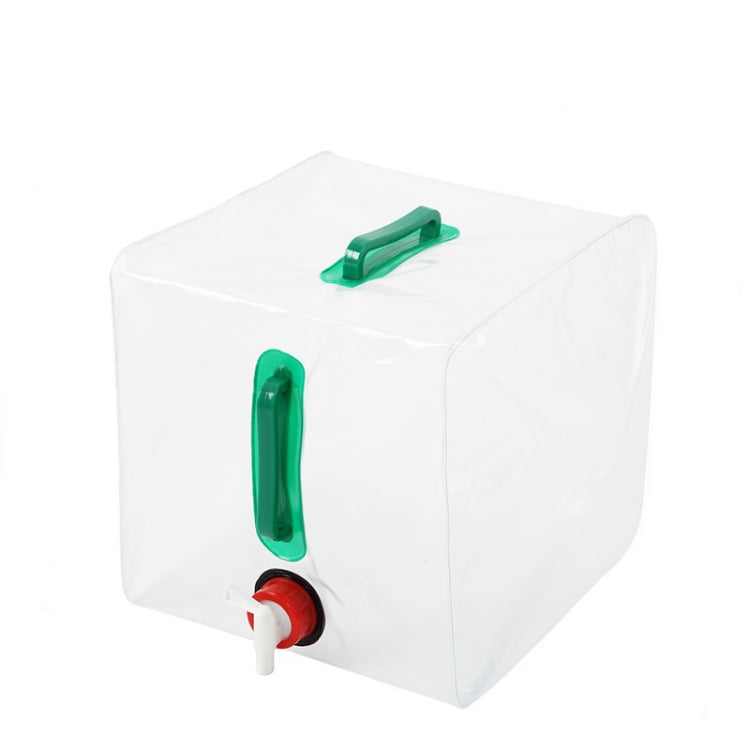 20L Outdoor Camping Folding Bucket Transparent Plastic Folding Water Bag, 20(Grenn）