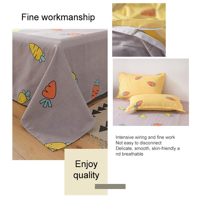 Simple Cotton Grinding Bed Four-Piece Duvet Cover Sheet Pillowcase, 150x200cm, 180x220cm, 200x230cm