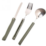 Portable Mini Tableware Set outdoor Tool Folding Cutlery Set with Spoon Fork Knives for Camping Picnic Stainless Steel