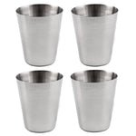 4 in 1 Outdoor Mini Stainless Steel Cup Hiking Camping Travel Portable Drinking Water Cup Set Leather Cup, 30ML