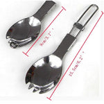 2 PCS Outdoor Camping Hiking Stainless Steel Metal Fork Spoon Tableware Cookout Picnic Folding Spork