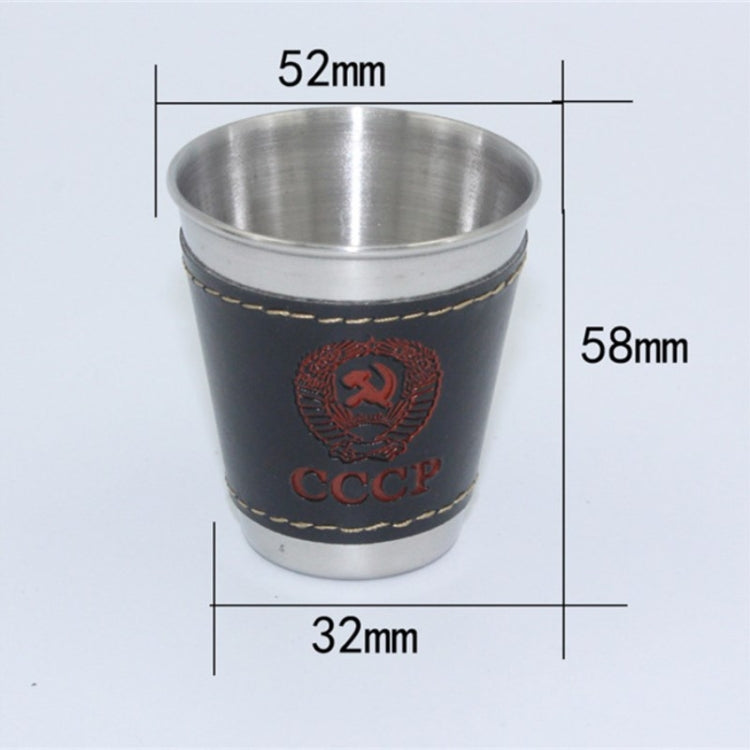 4 in 1 70ml Outdoor Camping Tableware Travel Cups Set Picnic Supplies Stainless Steel Wine Beer Cup Whiskey Mugs PU Leather