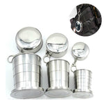Stainless Steel Camping Folding Cup Traveling Outdoor Camping Hiking Mug Portable Collapsible Cup, S 60ML, M 150ML, L 250ML