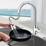 Kitchen Pull-out Faucet Hot And Cold Home 304 Stainless Steel Retractable Rotating Faucet, Electroplated Copper, Stainless Steel Black, Plating 304, Copper Plating + Water Stop