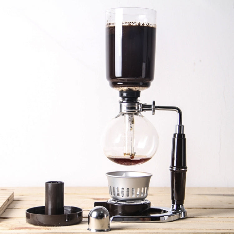Classic Siphon Coffee Pot Black Handle Glass Syphon Pot for 5 People, Size:37.5x11.3cm, Coffee Pot with Handle