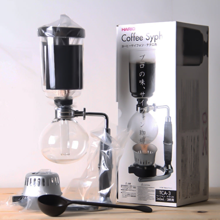 Classic Siphon Coffee Pot Black Handle Glass Syphon Pot for 5 People, Size:37.5x11.3cm, Coffee Pot with Handle