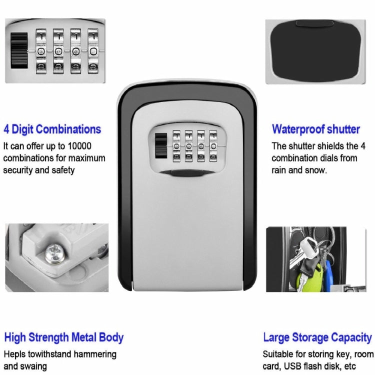 Safety Home Durable Storage Box Key Hider 4 Digit Security Secret Code Lock Wall Mounted Combination Password Keys Box, Combination Password Keys Box