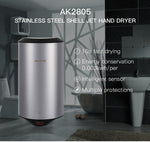 304 Stainless Steel Automatic SensorJet Hand Dryer High Speed Airflow for Home Hotel Airport Hands Drying Machine