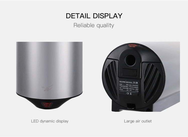 304 Stainless Steel Automatic SensorJet Hand Dryer High Speed Airflow for Home Hotel Airport Hands Drying Machine