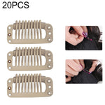 20 PCS 32mm 9-teeth Hair Extension Clips Snap Metal Clips With Silicone Back