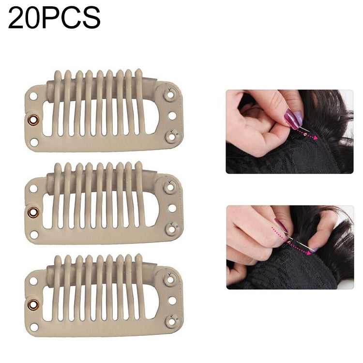 20 PCS 32mm 9-teeth Hair Extension Clips Snap Metal Clips With Silicone Back