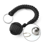 Outdoor Security Protection Black Monkey Fist Steel Ball Bearing Self Defense Lanyard Survival Key Chain