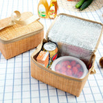 Outdoor Camping Picnic Bag Wicker Picnic Basket Case Thermal Lunch Storage Box