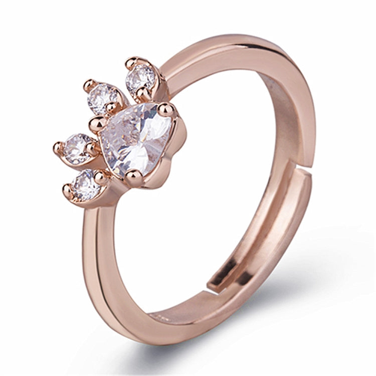 خاتم قابل للتعديل بتصميم مخلب قطة كريستالي لطيف للنساء