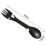 2 PCS  5 in 1 Multi-functional Outdoor Tools Stainless Steel Camping Survival EDC Kit Practical Fork Knife Spoon Bottle/Can Opener