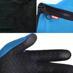 Cycling Gloves Full Finger Neoprene PU Breathable Leather Warm Winter Outdoor Sports Gloves, XL, L, M