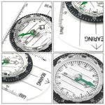 Professional Mini Compass Map Scale Ruler Multifunctional Equipment Outdoor Hiking Camping Survival, Mini