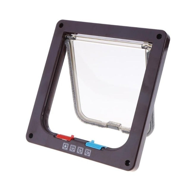 Porte pour animaux de compagnie avec battant de sécurité verrouillable à 4 positions pour chien, chat et chaton, fixation murale, pour petits animaux (chien, chat, chat)