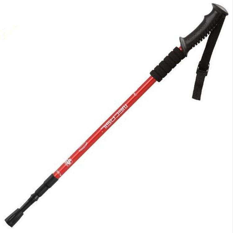 NECASIL Three-section Aluminum Alloy Straight Handle Retractable Trekking Trekking Pole, Three-section (Black), Three-section (Red), Three-section (Blue), Three-section (Silver), Three-section (Purple), Three-section (Gold)