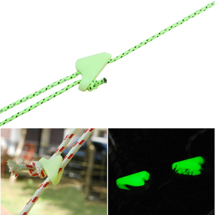 10 PCS Outdoor Luminous Rope Buckle Fluorescence Tent Triangle Buckle Alert Reminder Accidental Danger Tent Wind Rope Adjuster, Triangle Buckle