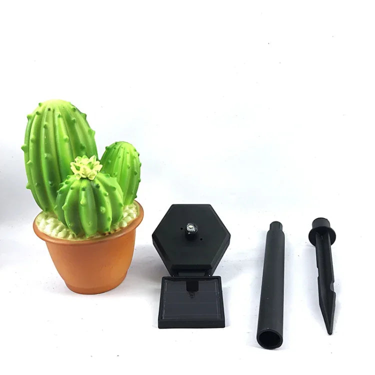 Solar Outdoor Simulation Potted Plants Landscape Lamp LED Courtyard Lawn Light, Three Head Cactus, Single Head Cactus, Pineapple