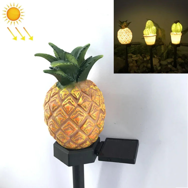 Solar Outdoor Simulation Potted Plants Landscape Lamp LED Courtyard Lawn Light, Three Head Cactus, Single Head Cactus, Pineapple