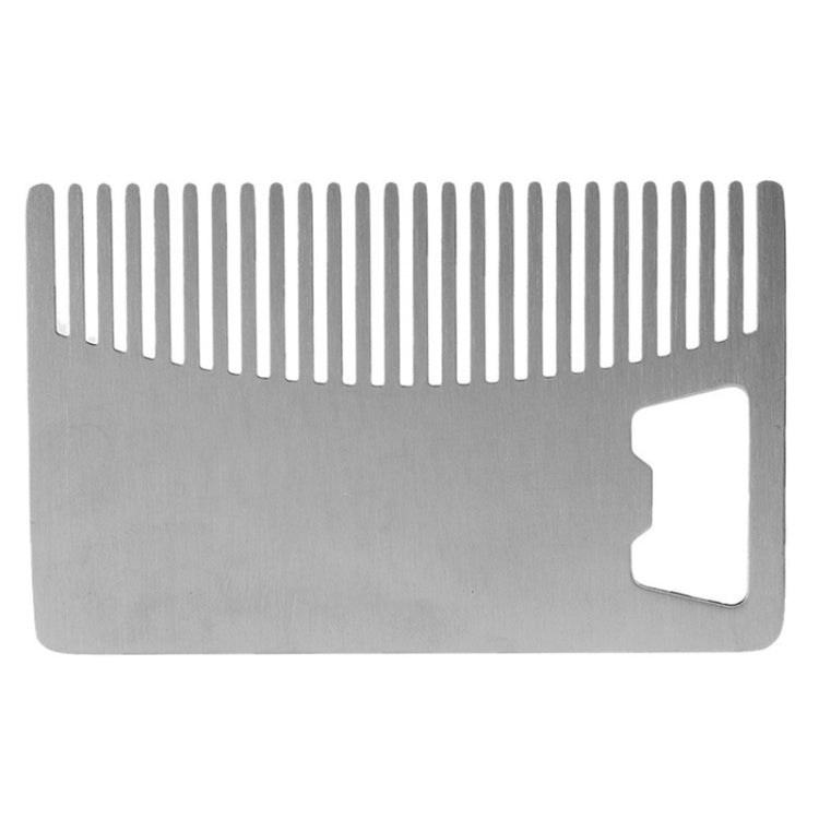 Metal Hair Beard Comb with Bottle Opener Multi-purpose Credit Card Size Tool, Metal