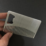 Metal Hair Beard Comb with Bottle Opener Multi-purpose Credit Card Size Tool, Metal
