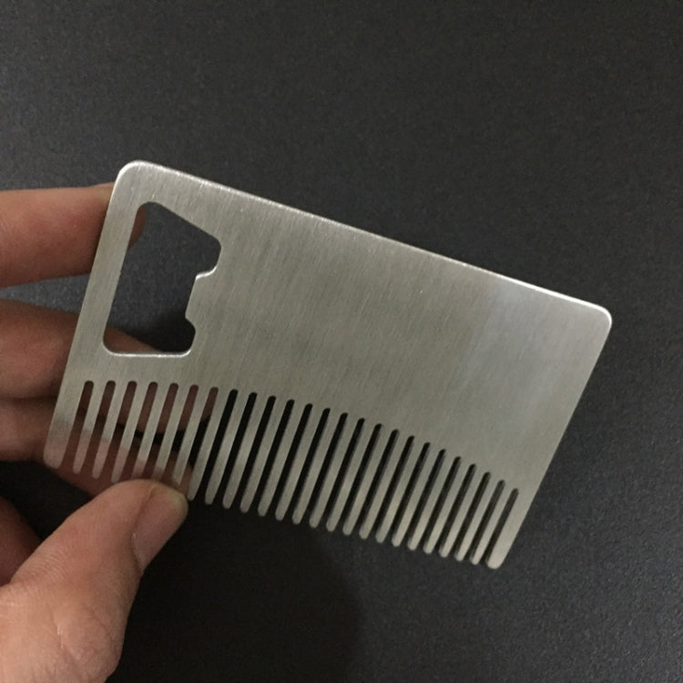 Metal Hair Beard Comb with Bottle Opener Multi-purpose Credit Card Size Tool, Metal