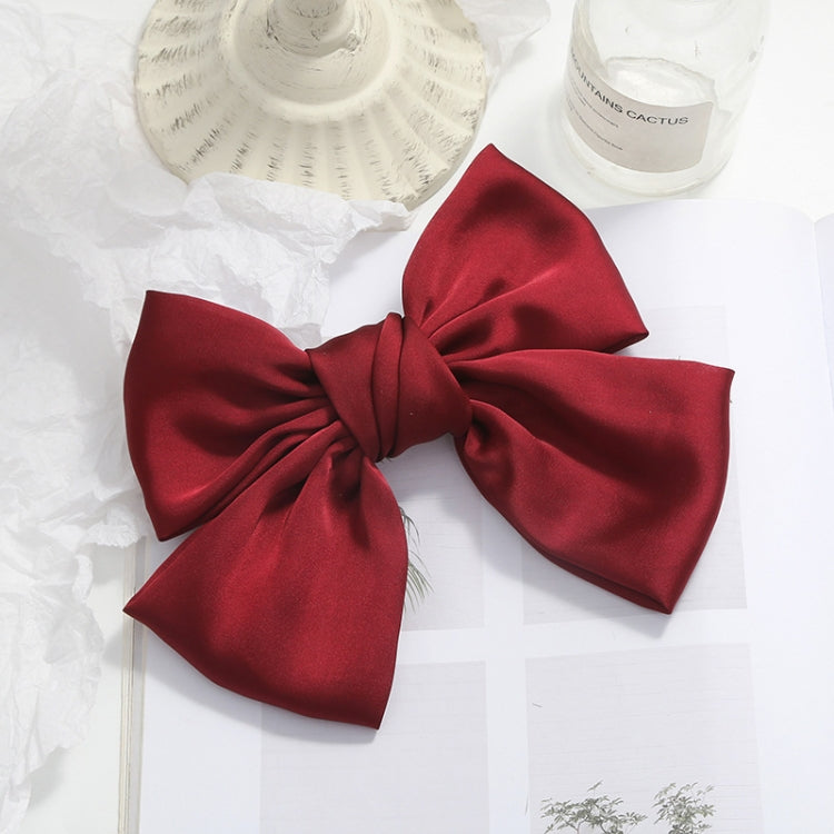 5 PCS Satin Bow Hairpin Back Head Hair Accessories, Wine Red, Black, Dark Green