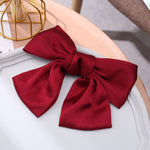 5 PCS Satin Bow Hairpin Back Head Hair Accessories, Wine Red, Black, Dark Green