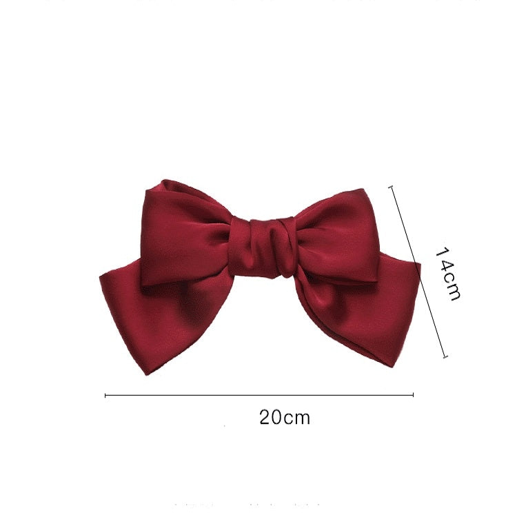 5 PCS Satin Bow Hairpin Back Head Hair Accessories, Wine Red, Black, Dark Green