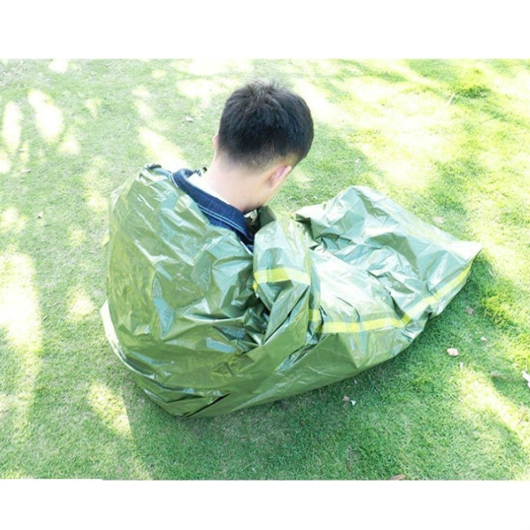 Outdoor Pe Sleeping Bag Disaster Relief & Cold Prevention Heat Insulation & Warmth Emergency Sleeping Bag, Green, Orange