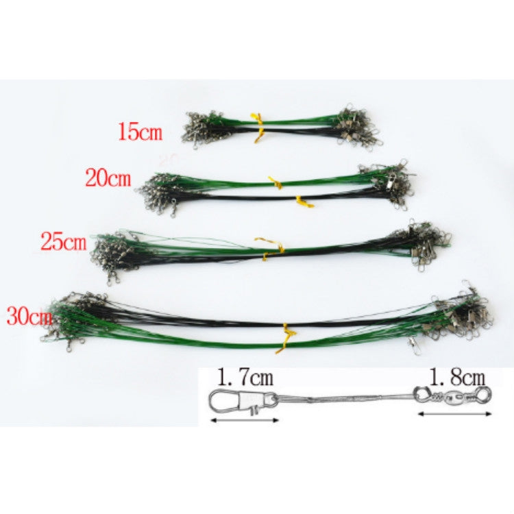 20 PCS Luya Front Wire With Pin Wire Anti-bite Wire, 20CM, 25CM, 30CM, 15CM