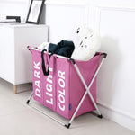 Collapsible Three Grid Dirty Clothes Laundry Hamper Organizer Home Storage Basket, 3 Grid