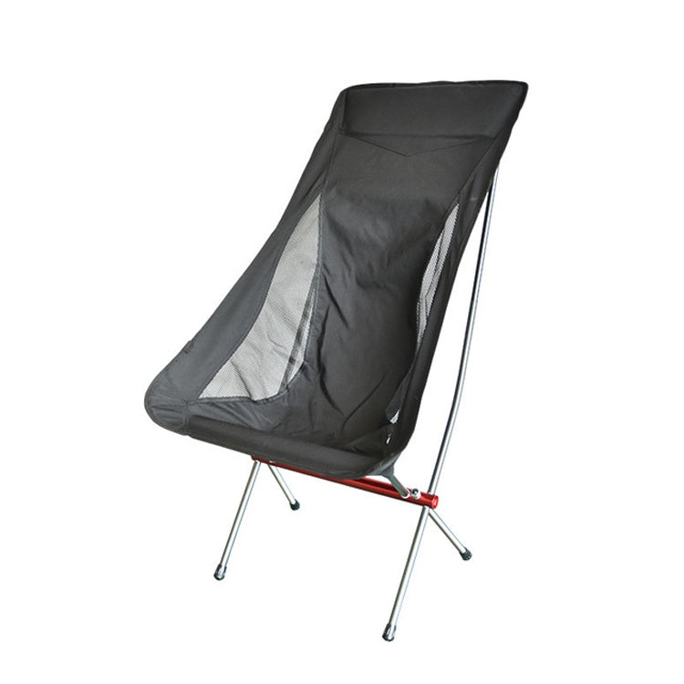 Outdoor Portable Folding Chair Ultralight Aluminum Alloy Moon Camping Beach Chair, Rice Gray Surface-Red Background, Rice Gray Surface-Blue Background, Black Surface-Red Background, Black Surface-Blue Background