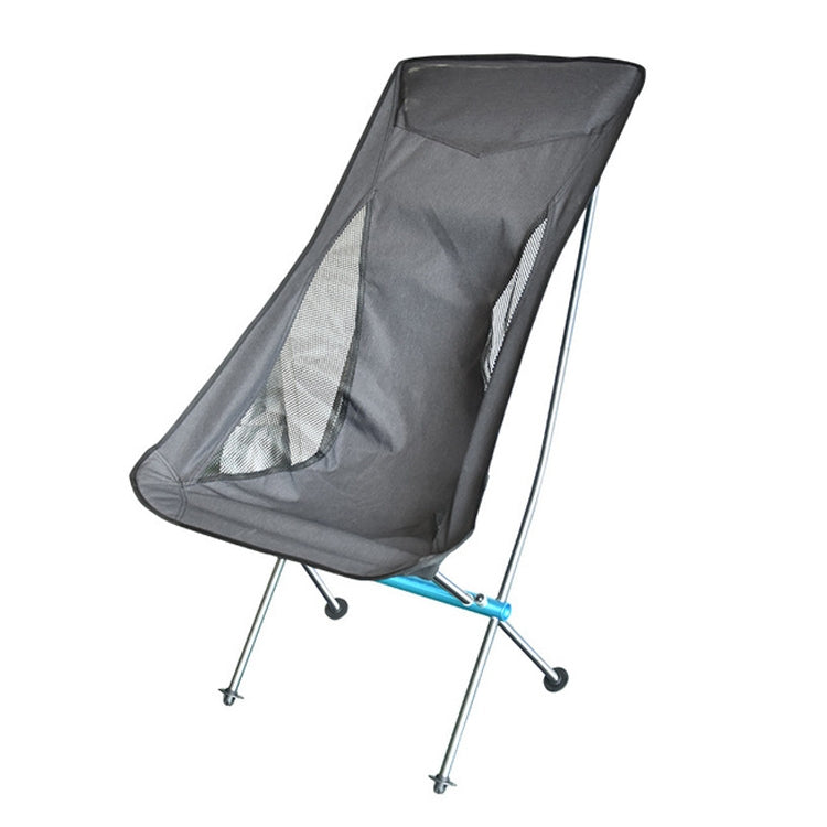 Outdoor Portable Folding Chair Ultralight Aluminum Alloy Moon Camping Beach Chair, Rice Gray Surface-Red Background, Rice Gray Surface-Blue Background, Black Surface-Red Background, Black Surface-Blue Background