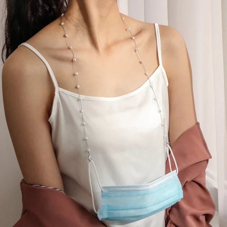 Mask Lanyard Love Pearl Anti-Lost Mask Lanyard Hanging Neck Glasses Chain, Love Pearl  Chain