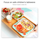Baby Dish Tableware Set Cartoon Fork Feeding Dishes for Kids Utensils Natural Bamboo Fiber Bowl With Cup Spoon Plate