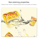 Baby Dish Tableware Set Cartoon Fork Feeding Dishes for Kids Utensils Natural Bamboo Fiber Bowl With Cup Spoon Plate