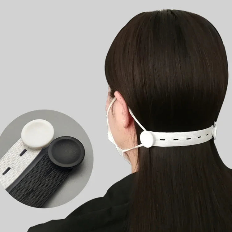 Mask Hook Adjustment Buckle Ear-Wearing Mask Anti-Squeeze Ear Lanyard Extending Ear Rope, White, Black