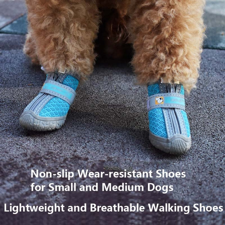 4 PCS / Set Breathable Non-slip Wear-resistant Dog Shoes Pet Supplies, 2.8x3.5cm, 3.3x4cm, 3.8x4.3cm, 4.3x4.8cm, 4.8x5.3cm