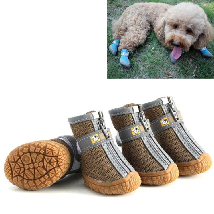 4 PCS / Set Breathable Non-slip Wear-resistant Dog Shoes Pet Supplies, 2.8x3.5cm, 3.3x4cm, 3.8x4.3cm, 4.3x4.8cm, 4.8x5.3cm