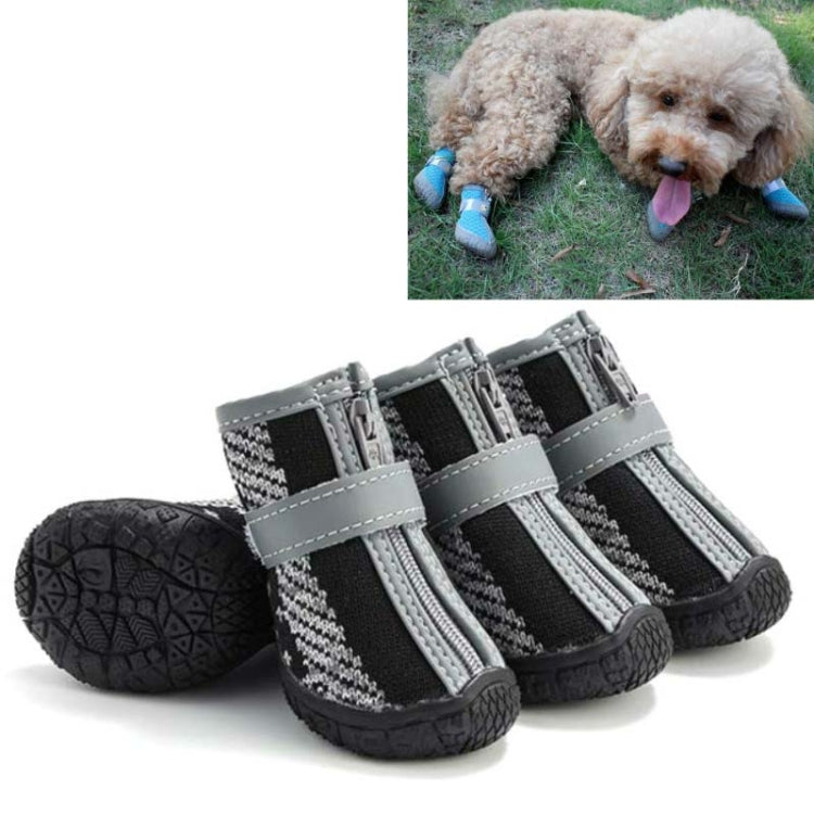4 PCS / Set Breathable Non-slip Wear-resistant Dog Shoes Pet Supplies, 2.8x3.5cm, 3.3x4cm, 3.8x4.3cm, 4.3x4.8cm, 4.8x5.3cm