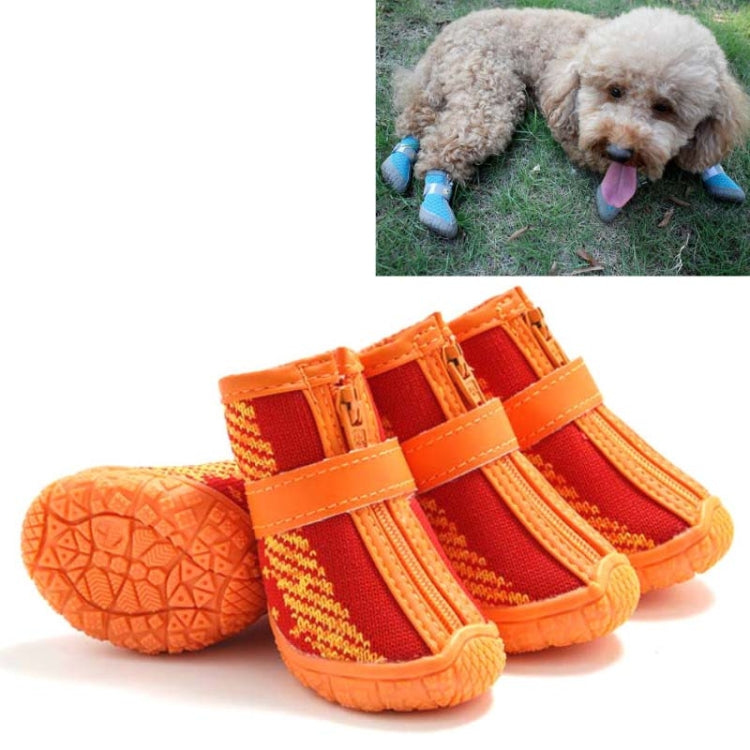 4 PCS / Set Breathable Non-slip Wear-resistant Dog Shoes Pet Supplies, 2.8x3.5cm, 3.3x4cm, 3.8x4.3cm, 4.3x4.8cm, 4.8x5.3cm