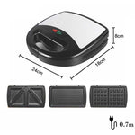 3 in 1 Sandwich Maker Multi-Function Waffle Maker Panini Breakfast Maker, EU Plug, 3 in 1 Sandwich Maker